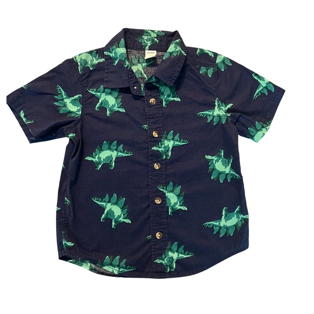 Old Navy Toddler Boys Navy Blue Green Stegosaurus Dinosaur Shirt 3T (0941)